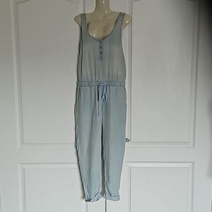 Women's Jumpsuit With Low V-Back Medium Light Blue Washed